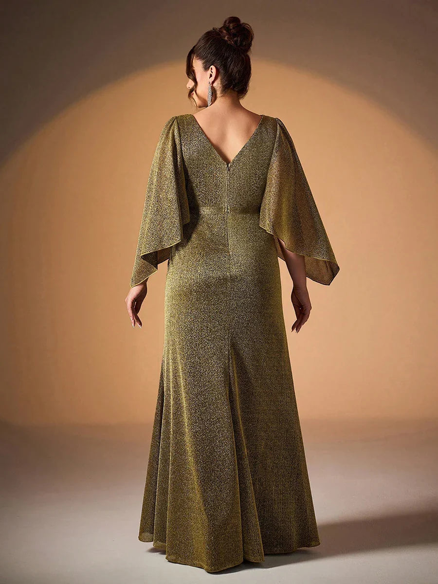 Beautiful Timeless Special Occasion Sophisticated Elegant Gold Mermaid Cowl Floor-Length Prom Dress