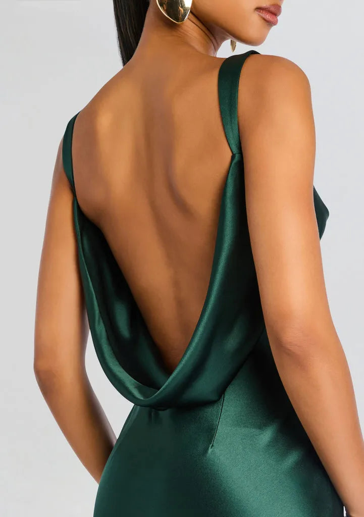 Mermaid Cowl Neck Sleeveless Backless Floor-Length Prom Dresses for women