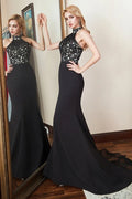 Black Mermaid Halter Maxi Prom Dress