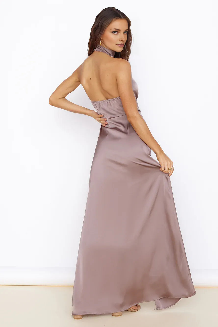 Sophisticated Elegant Light Blue Satin Mermaid High Neck Sleeveless Floor-Length Prom Dress