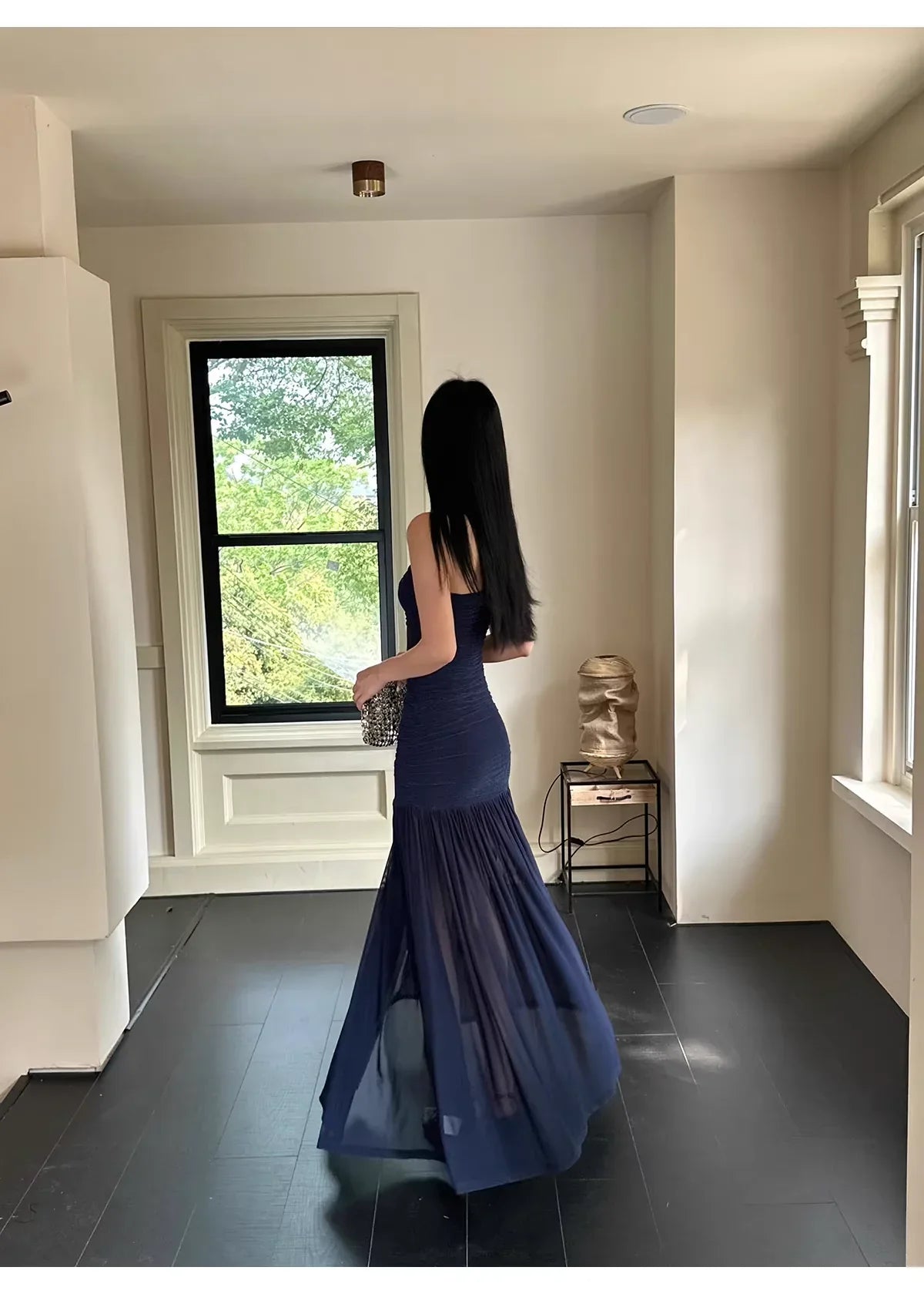 Blue Mermaid Off-Shoulder Ruched Midnight Evening Dresses
