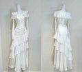 Ivory Mermaid Off-the-Shoulder Long Sleeve Ruffled Maxi Prom Dress