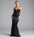 Luxury Mermaid Sweetheart Strapless Plain Back Long Evening Dress