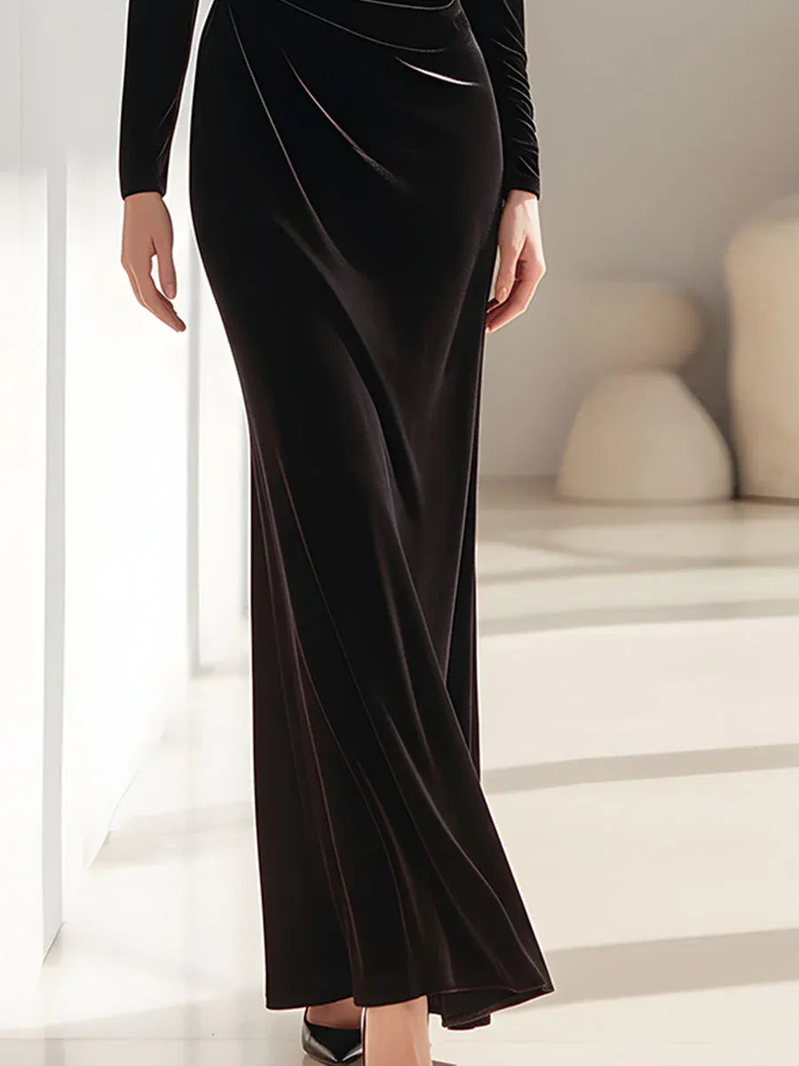 Black Mermaid Off Shoulder Ruched Long Evening Dresses