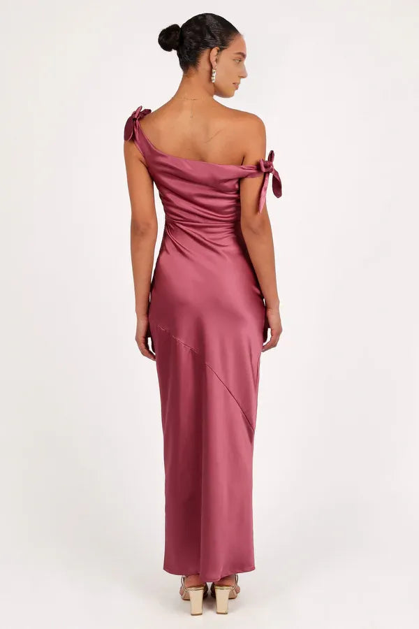 Sophisticated Graceful Stylish Refined Elegant Mauve Satin Mermaid Sleeveless Floor-Length Prom Dress