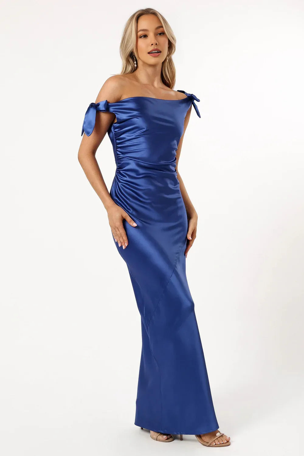 Graceful Stylish Refined Elegant Royal Blue Satin Mermaid Sleeveless Floor-Length Prom Dress