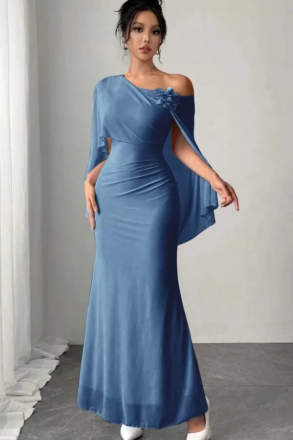 Mermaid One-Shoulder Floral Floor-Length Prom Dress