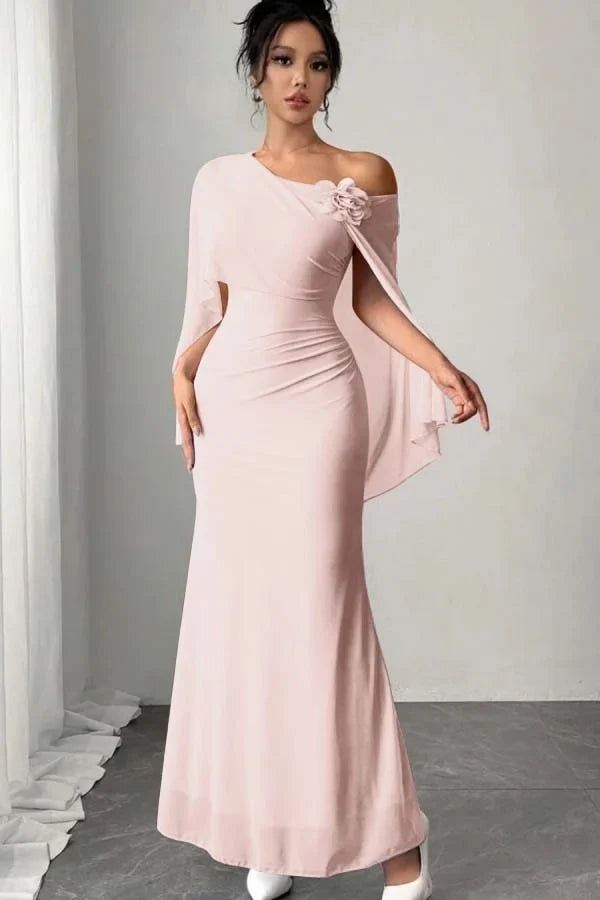 Mermaid One-Shoulder Floral Floor-Length Prom Dress