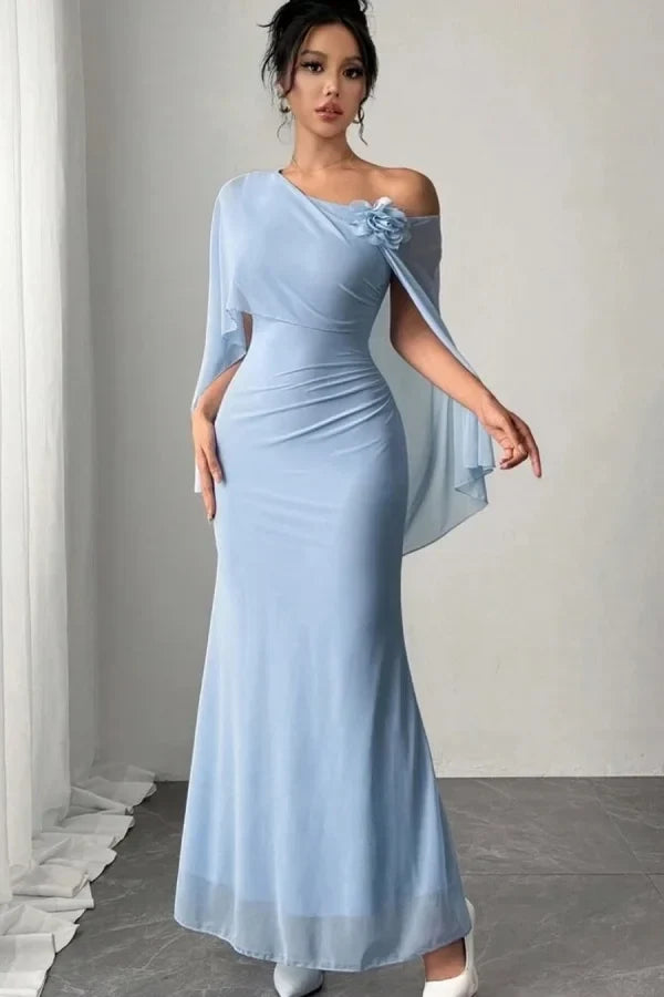 Mermaid One-Shoulder Floral Floor-Length Prom Dress