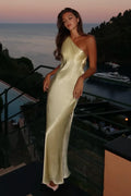 Yellow Mermaid One-Shoulder Open Back Light Floor Length Prom Dress