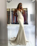 Ivory Mermaid Spaghetti Strap Maxi Prom Dress