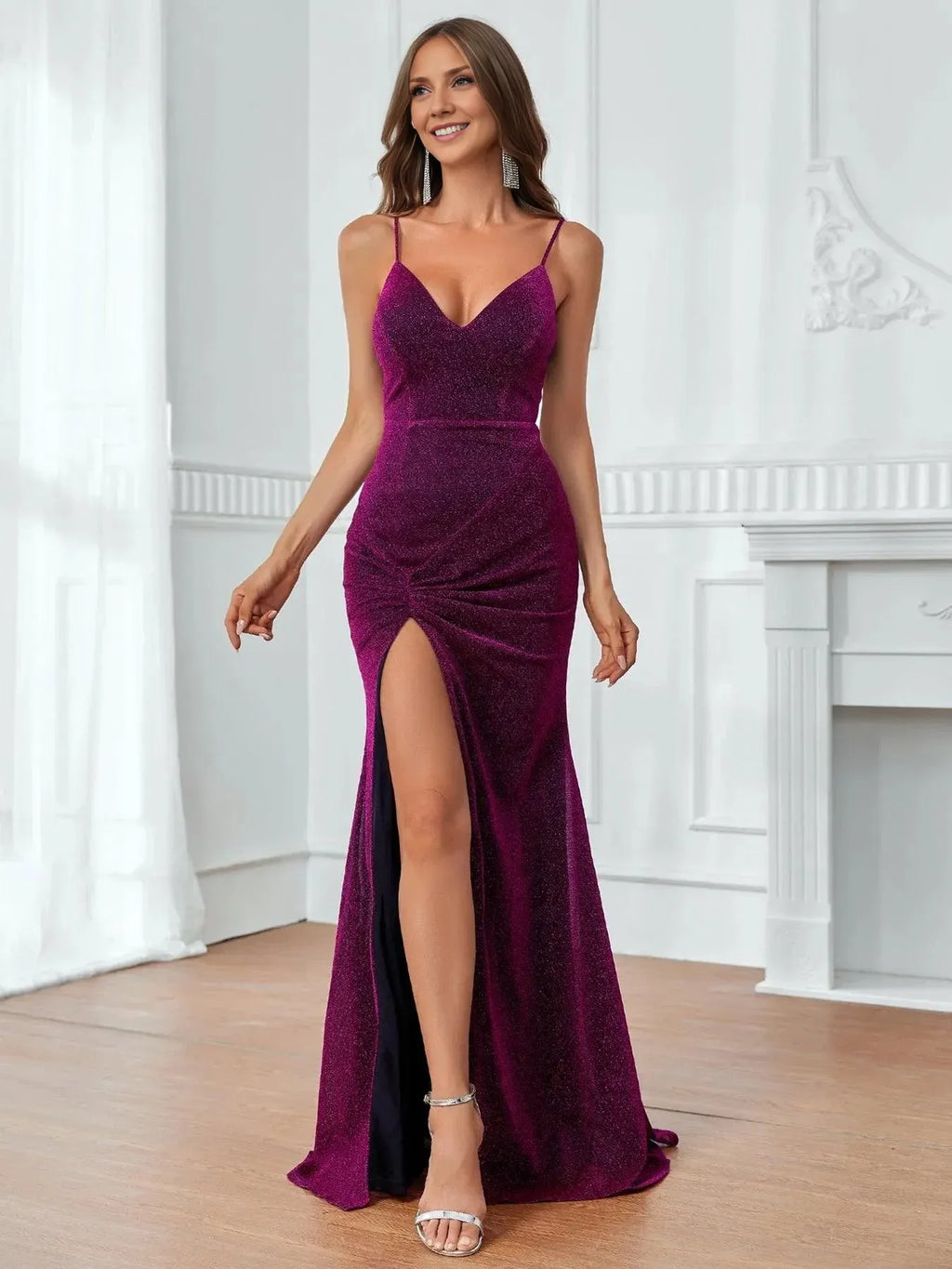 Special Occasion Sophisticated Graceful Stylish Refined Elegant Glitter Mermaid Sleeveless Floor-Length Prom Dress