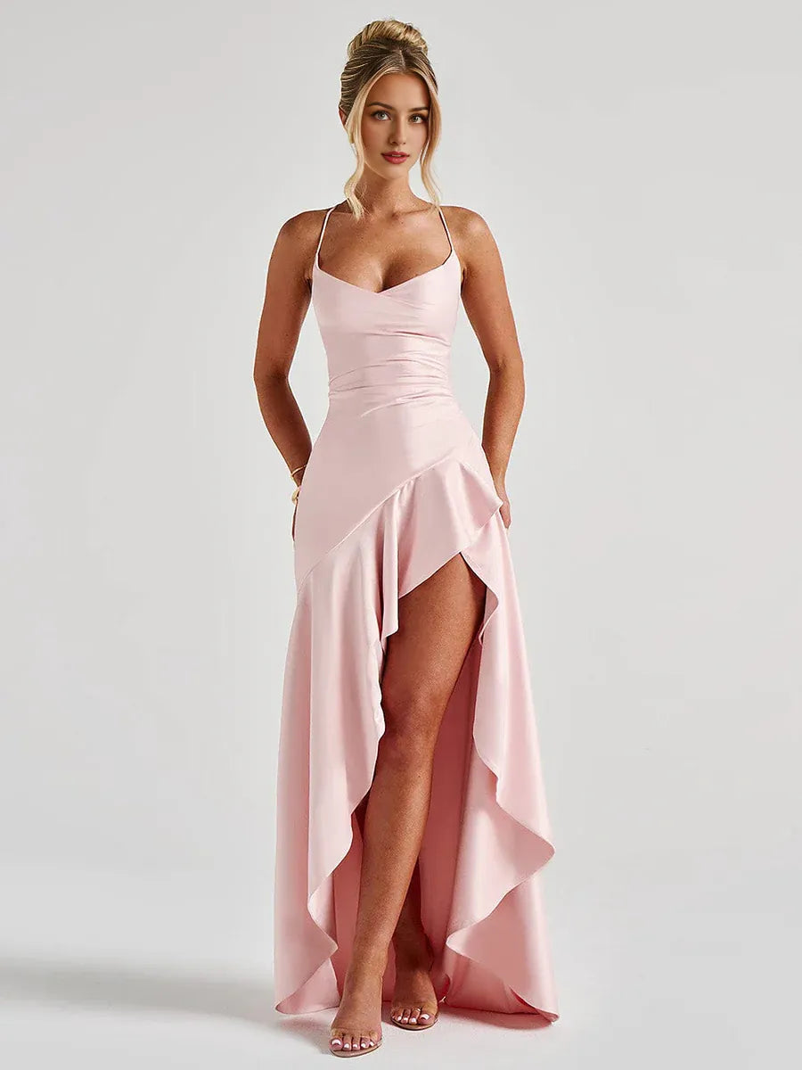 Graceful Stylish Refined Elegant Navy Blue Satin Mermaid Sleeveless Floor-Length Prom Dress
