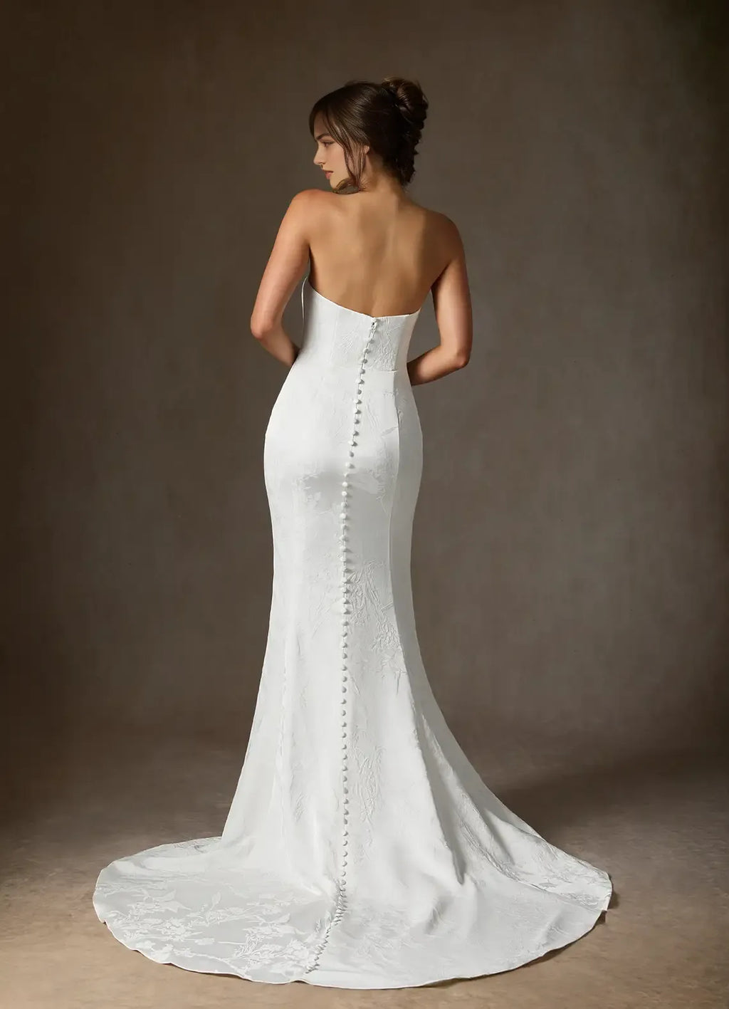 Mermaid Strapless Floral Jacquard Wedding Dress Jacquard Fabric Mermaid Silhouette, Train Perfect for Timeless Bridal Looks