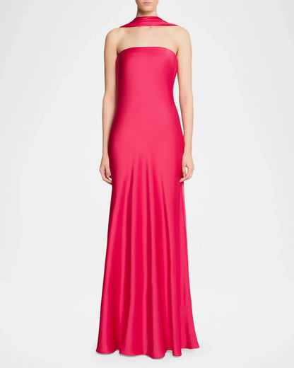 Refined Beautiful Timeless Special Occasion Elegant Satin Mermaid Halter Backless Evening Dress