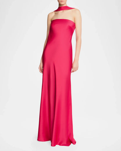 Refined Beautiful Timeless Special Occasion Elegant Satin Mermaid Halter Backless Evening Dress