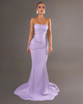Lavender Mermaid Strapless Sleeveless Braided Maxi Prom Dress