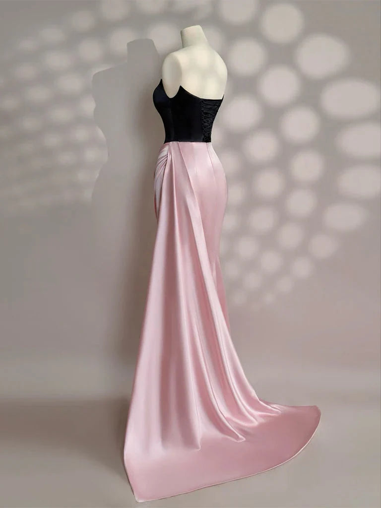 Stylish Refined Beautiful Timeless Elegant Lace Mermaid Strapless Sleeveless Floor-Length Prom Dress