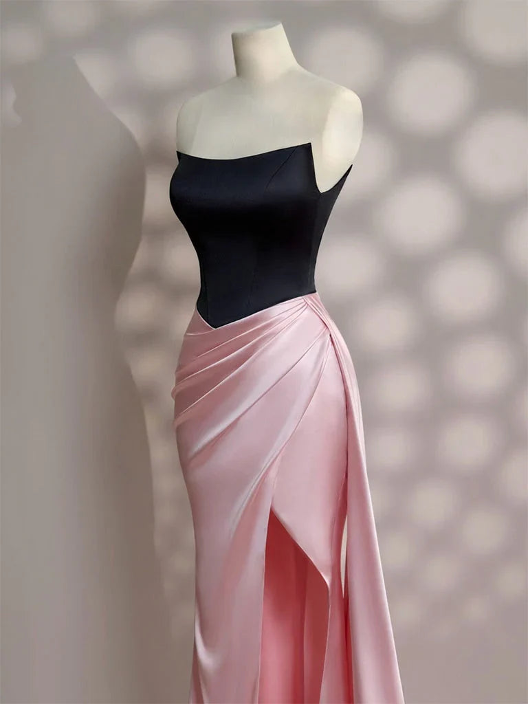 Stylish Refined Beautiful Timeless Elegant Lace Mermaid Strapless Sleeveless Floor-Length Prom Dress