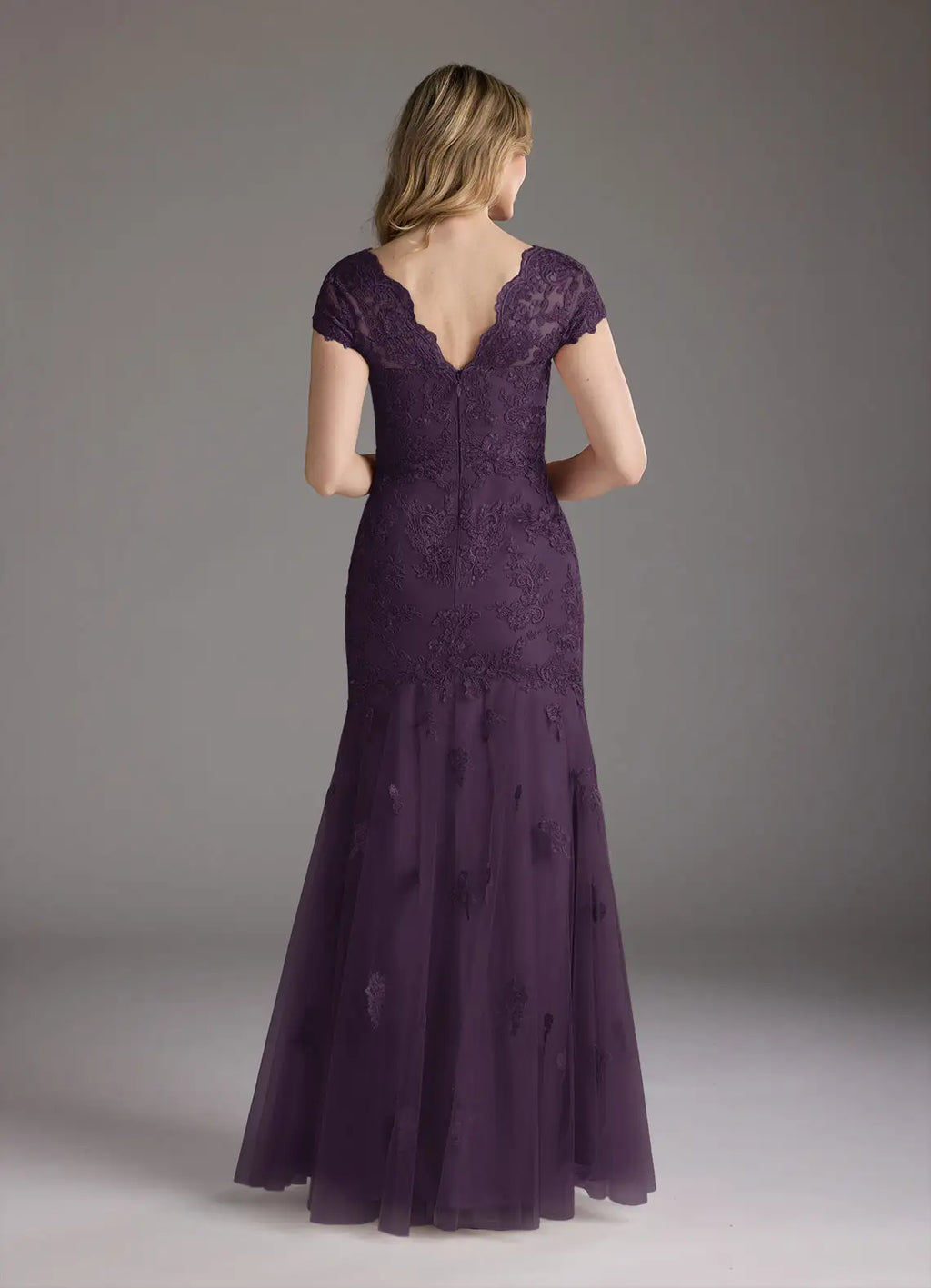 Mermaid Sweetheart Cap-Sleeve Sequins Back Zip Floor-Length Mother of the Bride Dress