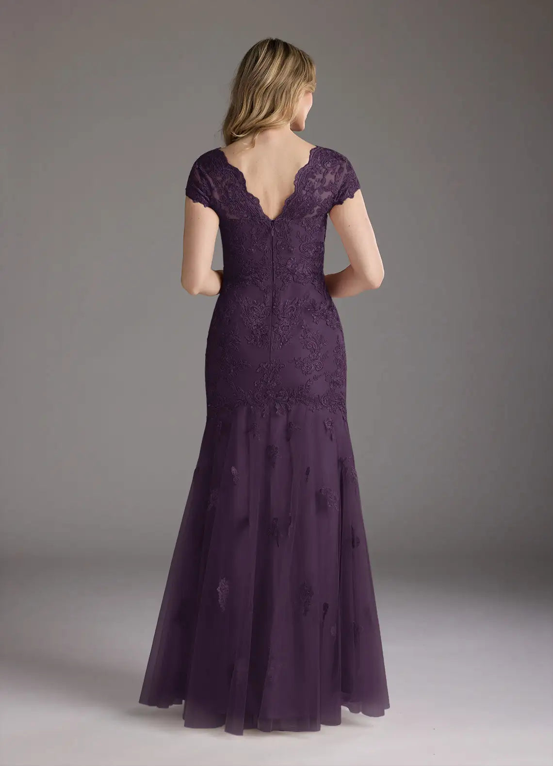 Mermaid Sweetheart Cap-Sleeve Sequins Back Zip Floor-Length Mother of the Bride Dress