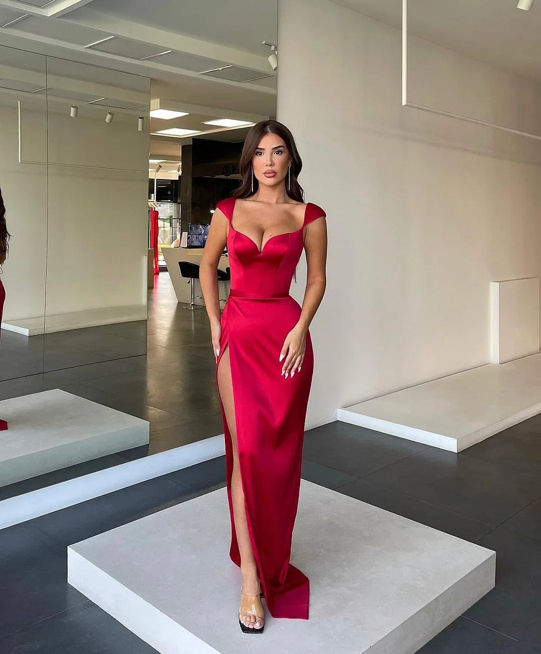 Mermaid Sweetheart Cap Sleeve Maxi Party Dress