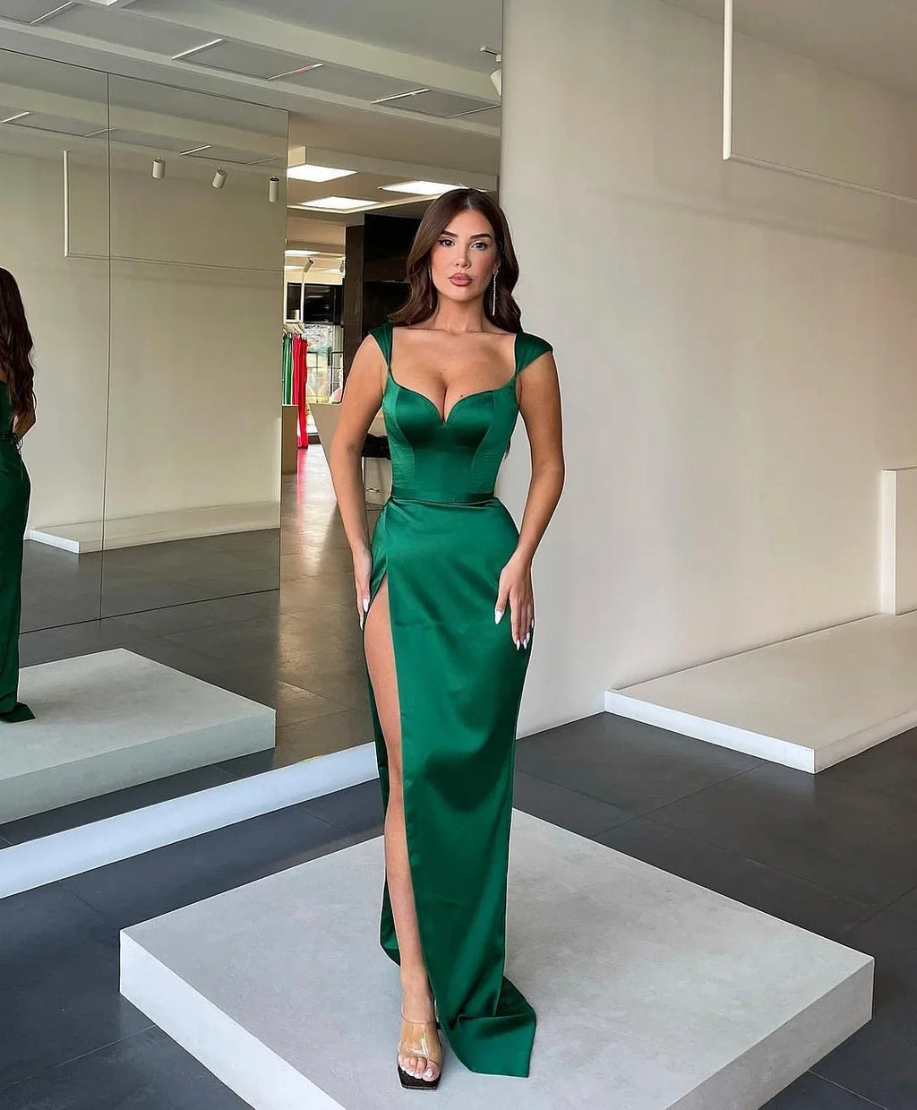 Mermaid Sweetheart Cap Sleeve Maxi Party Dress