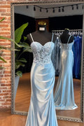 Light Blue Mermaid Sweetheart Light Maxi Evening Dress