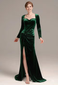 Mermaid Sweetheart Neck Long Sleeve Zipper Back Long Floor-Length Mother Of The Bride Dresses with Slit
