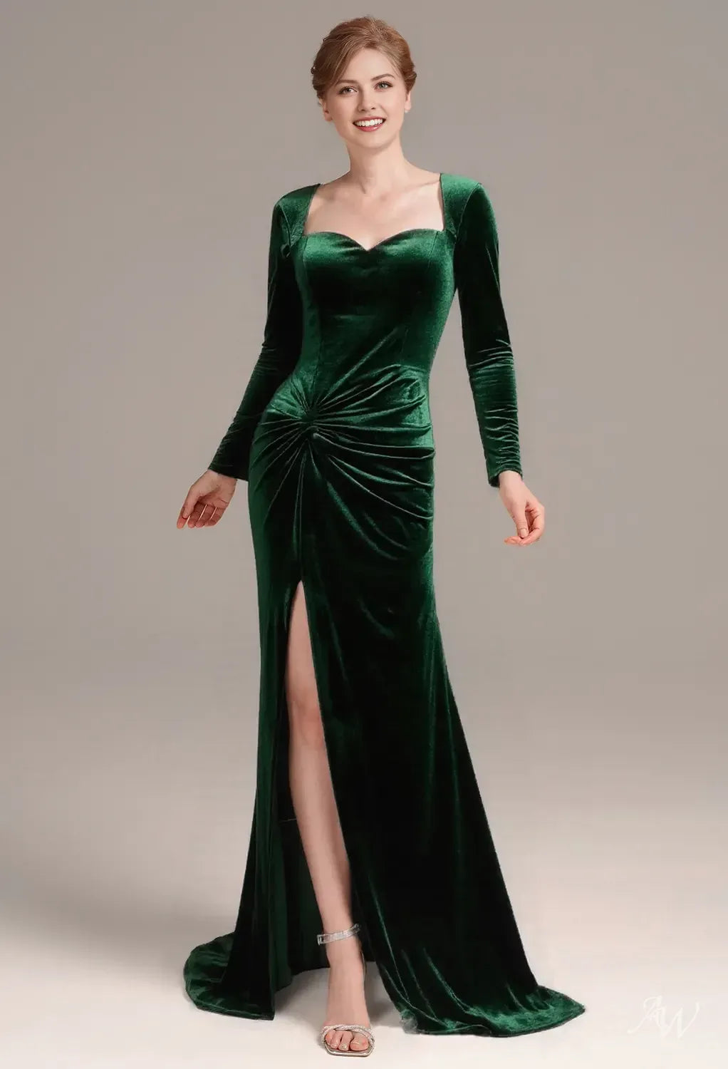 Mermaid Sweetheart Neck Long Sleeve Zipper Back Long Floor-Length Mother Of The Bride Dresses with Slit