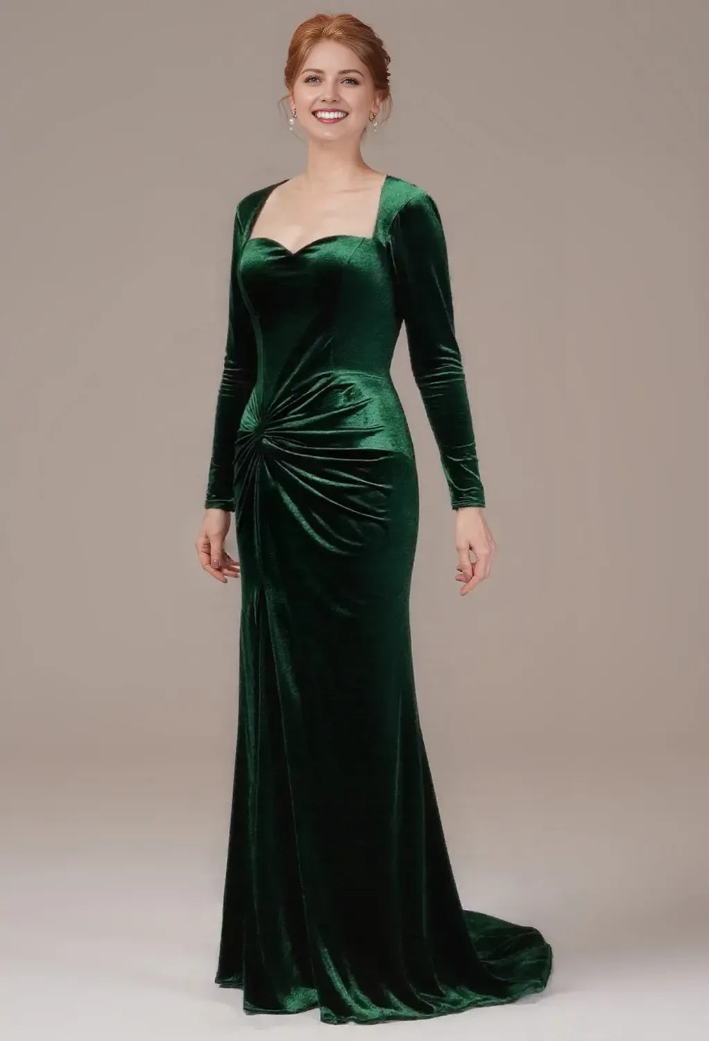Mermaid Sweetheart Neck Long Sleeve Zipper Back Long Floor-Length Mother Of The Bride Dresses with Slit