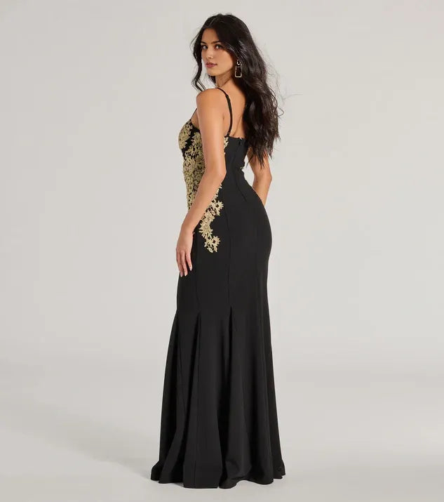 Stylish Refined Beautiful Elegant Gold Lace Mermaid Sweetheart Sleeveless Floor-Length Prom Dress