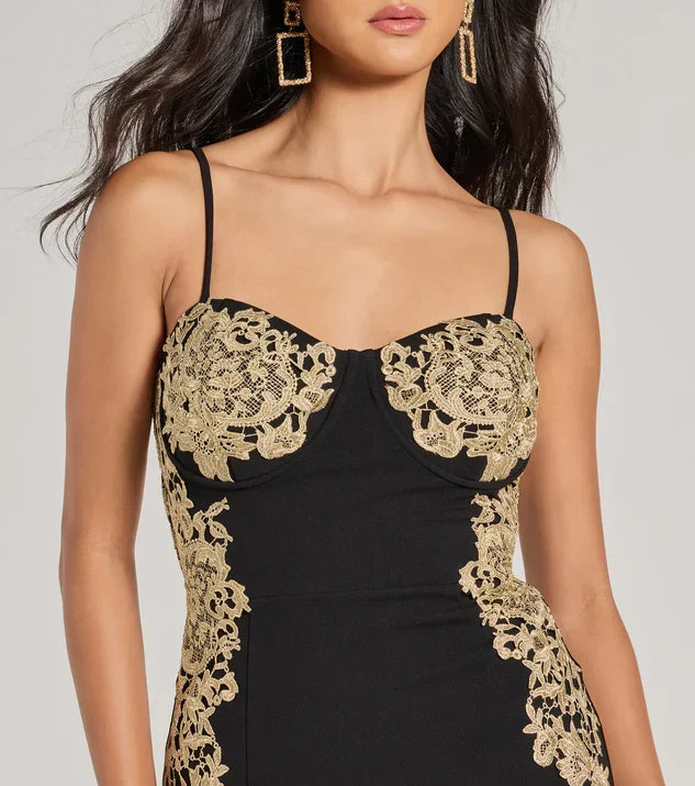 Stylish Refined Beautiful Elegant Gold Lace Mermaid Sweetheart Sleeveless Floor-Length Prom Dress