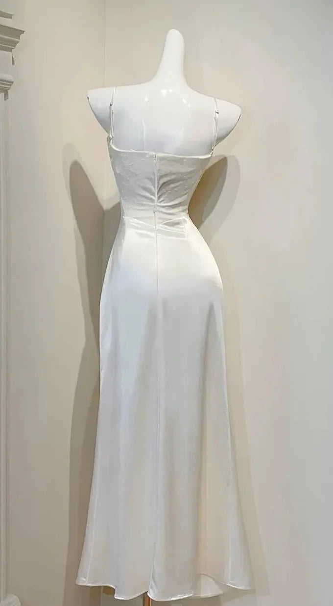 Ivory Mermaid Sweetheart Neck Sleeveless Ruched Maxi Prom Dress
