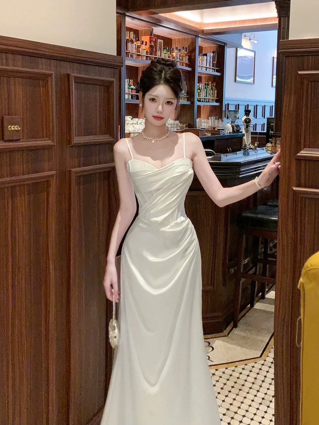 Ivory Mermaid Sweetheart Neck Sleeveless Ruched Maxi Prom Dress