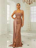 Beautiful Timeless Chic Elegant Rose Gold Satin Mermaid Sweetheart Sleeveless Prom Dress