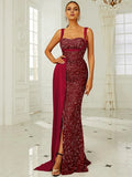 Stylish Refined Beautiful Timeless Elegant Burgundy Satin Mermaid Sweetheart Sleeveless Prom Dress