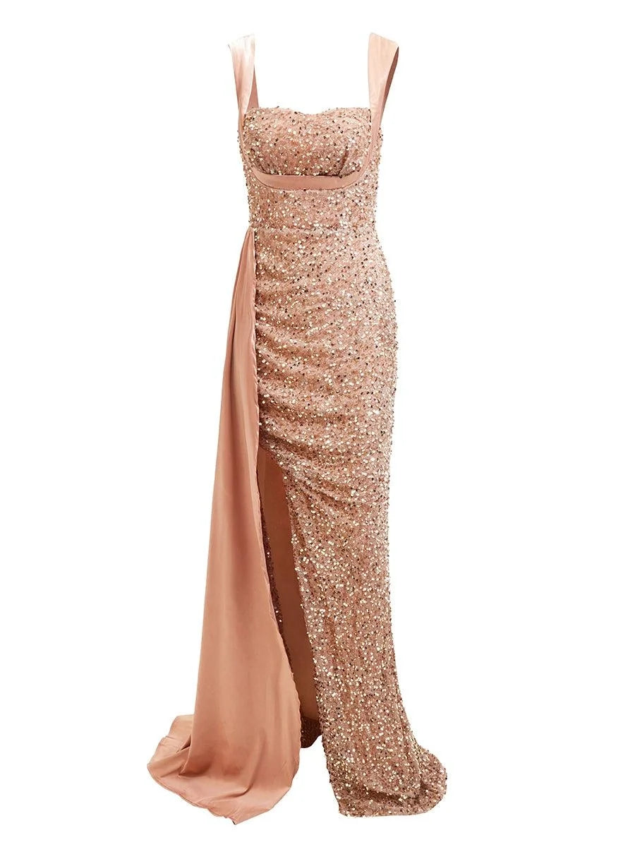 Beautiful Timeless Chic Elegant Rose Gold Satin Mermaid Sweetheart Sleeveless Prom Dress
