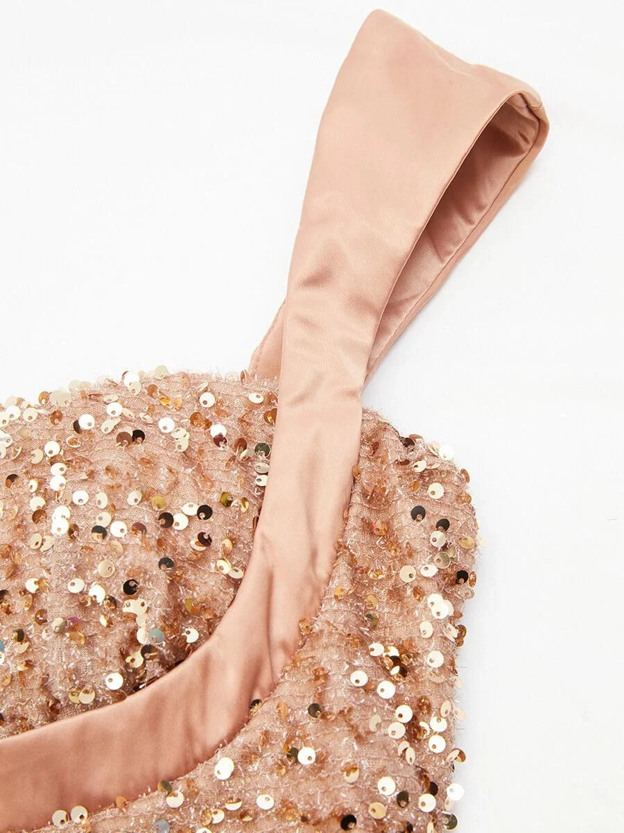 Beautiful Timeless Chic Elegant Rose Gold Satin Mermaid Sweetheart Sleeveless Prom Dress