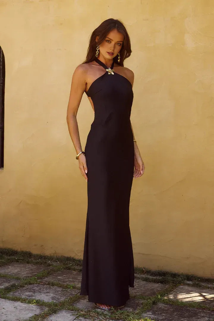 Timeless Special Occasion Sophisticated Graceful Elegant Mermaid Halter Sleeveless Floor-Length Prom Dress