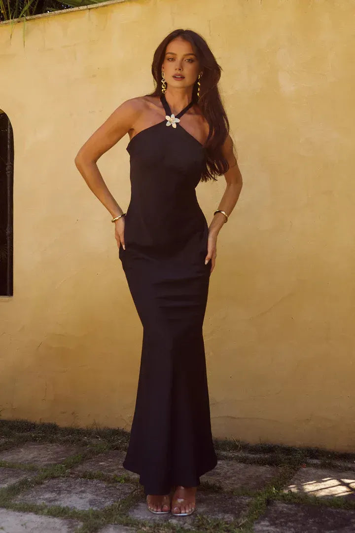 Timeless Special Occasion Sophisticated Graceful Elegant Mermaid Halter Sleeveless Floor-Length Prom Dress