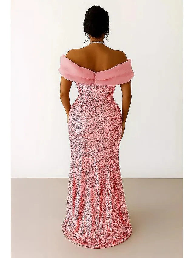 Special Occasion Sophisticated Graceful Stylish Elegant Hot Pink Sequins Mermaid Sleeveless Prom Dress