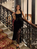 Sophisticated Graceful Stylish Refined Elegant Black Lace Mermaid Sleeveless Floor-Length Evening Dress