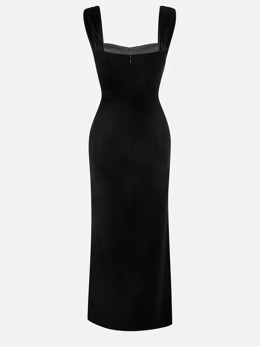Sophisticated Graceful Stylish Refined Elegant Black Lace Mermaid Sleeveless Floor-Length Evening Dress