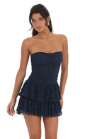 Blue Midnight Homecoming Dresses Ruched Fit Tiered Ruffle Hem Perfect for Confident Homecoming Styles and Magical School Dance Evenings