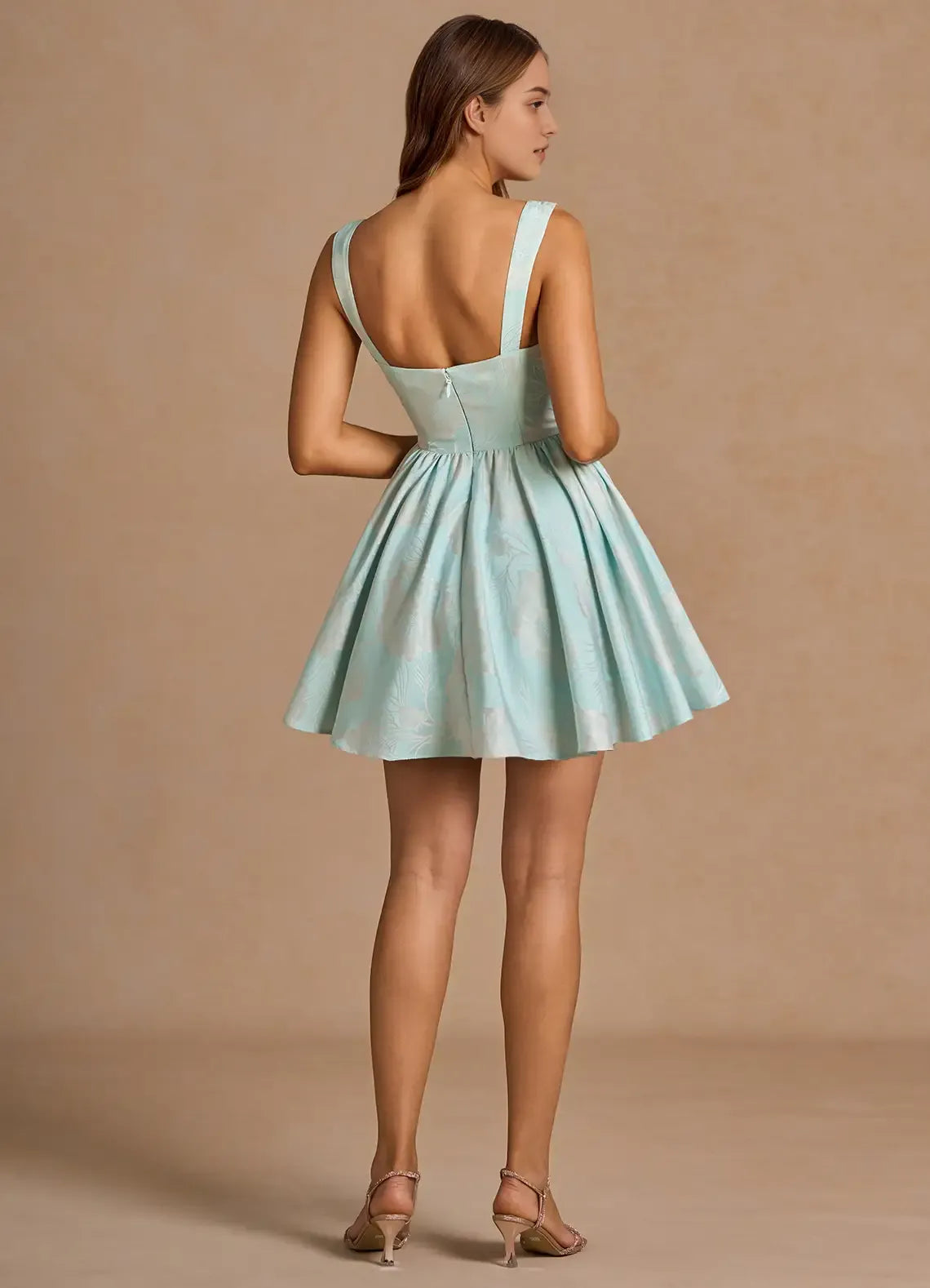 Green Mint Homecoming Dress Square Neck Corset Bodice Flared Skirt for a Polished Timeless Vibe