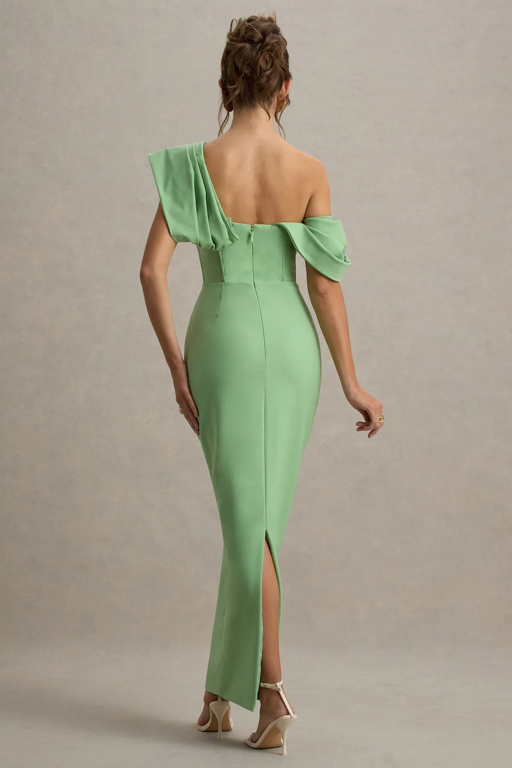 Green Mint One - Shoulder Prom Dress with Draped Ruffle Detail Bodycon Silhouette for Sophisticated Evening Events