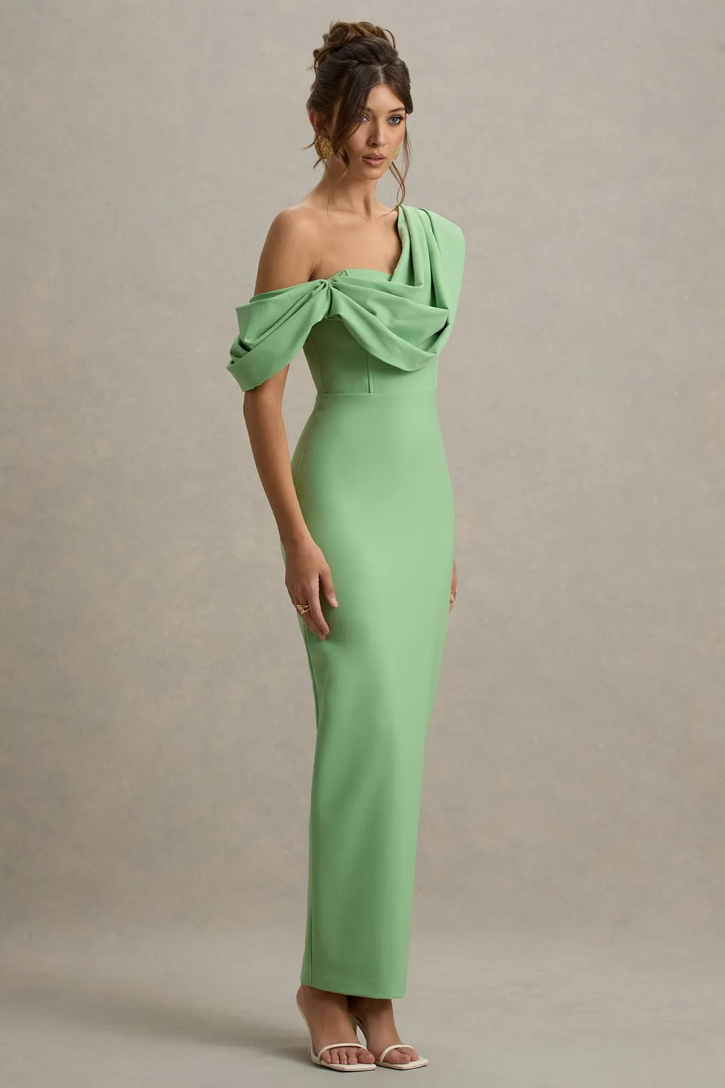Green Mint One - Shoulder Prom Dress with Draped Ruffle Detail Bodycon Silhouette for Sophisticated Evening Events
