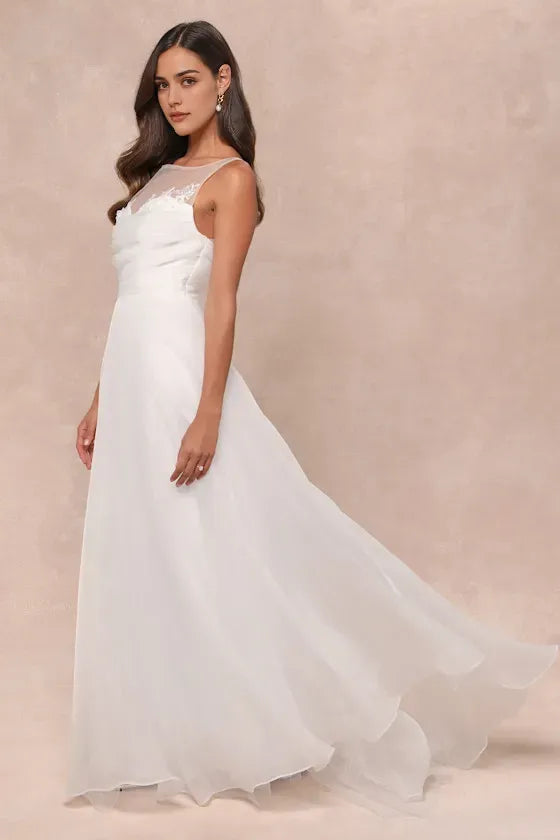 Navy Blue Tiered Evening Dresses with Surplice V - Neck Flutter Sleeves Perfect for Dreamy Garden Galas