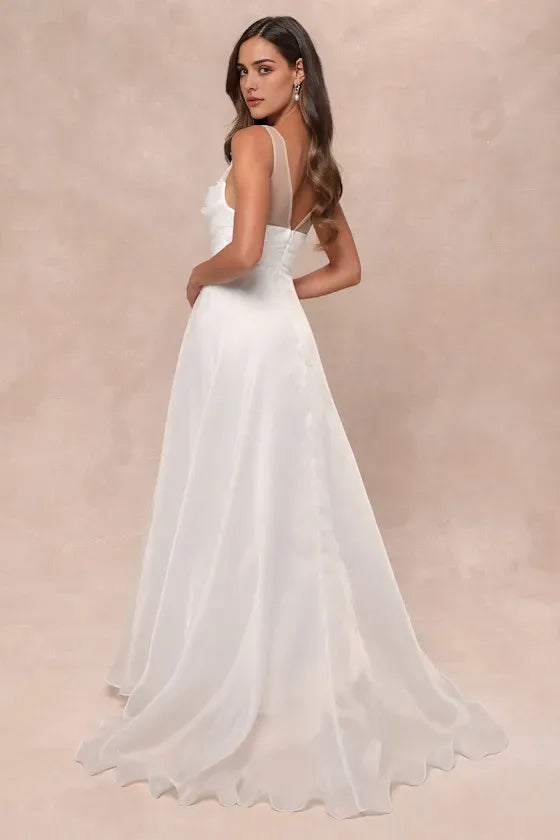 Navy Blue Tiered Evening Dresses with Surplice V - Neck Flutter Sleeves Perfect for Dreamy Garden Galas